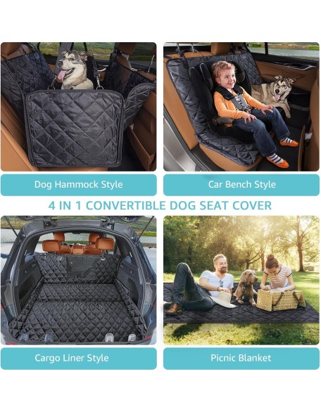 Dog Seat Cover, Waterproof Dog Car Seat Cover for Back Seat with Mesh Window Durable Scratchproof Nonslip Dog Car Hammock with Universal Size Fits for Cars, Trucks & SUVs