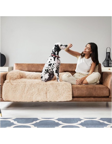 Dog Bed Large Sized Dog, Fluffy Dog Bed Couch Cover, Calming Large Dog Bed, Washable Dog Mat for Furniture Protector,Perfect for Small, Medium and Large Dogs and Cats