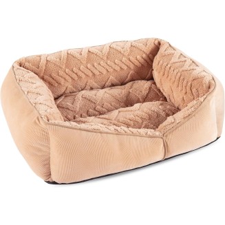 Rectangle Dog Bed for Medium Large Dogs Machine Washable Sleeping Sofa Non-Slip Bottom Cat Beds for Indoor Cats Warming Soft Calming Sleeping Puppy Bed Sturdy Pet Bed (M (30"x 24"x 9"), Brown)