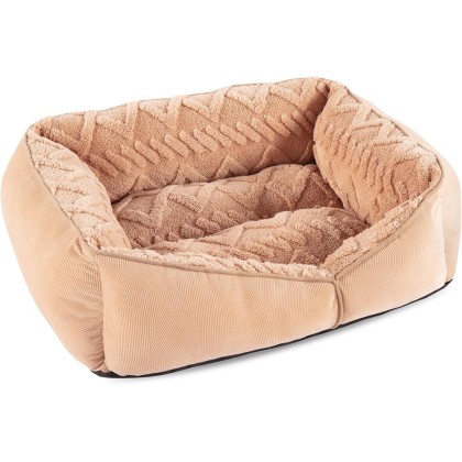 Rectangle Dog Bed for Medium Large Dogs Machine Washable Sleeping Sofa Non-Slip Bottom Cat Beds for Indoor Cats Warming Soft Calming Sleeping Puppy Bed Sturdy Pet Bed (M (30"x 24"x 9"), Brown)