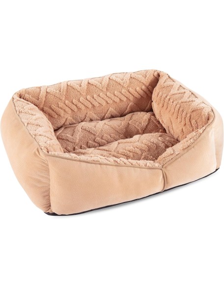 Rectangle Dog Bed for Medium Large Dogs Machine Washable Sleeping Sofa Non-Slip Bottom Cat Beds for Indoor Cats Warming Soft Calming Sleeping Puppy Bed Sturdy Pet Bed (M (30"x 24"x 9"), Brown)