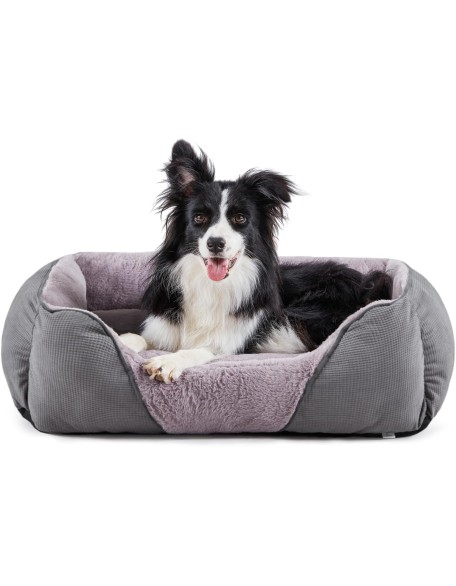 Dog Beds for Medium Dogs Washable, Calming Dog Bed Medium Size Dog, Soft Rectangle Pet Beds Sofa Cuddler, Orthopedic Sleeping Rabbit-Velvet Cozy Puppy Bed with Anti-Slip Bottom (30x24in, Grey)