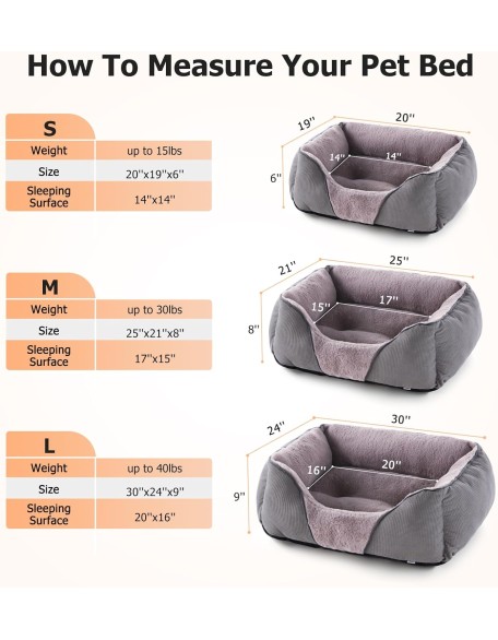 Dog Beds for Medium Dogs Washable, Calming Dog Bed Medium Size Dog, Soft Rectangle Pet Beds Sofa Cuddler, Orthopedic Sleeping Rabbit-Velvet Cozy Puppy Bed with Anti-Slip Bottom (30x24in, Grey)