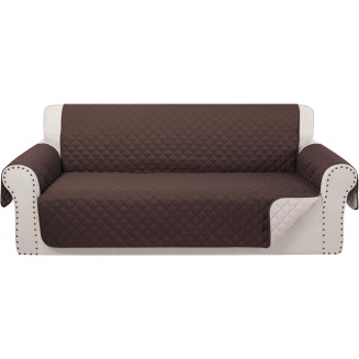 Reversible 4 Seater Sofa Cover 91 Inch Large Couch Cover Furniture Protector(Sofa XX-Large,Chocolate/Beige)