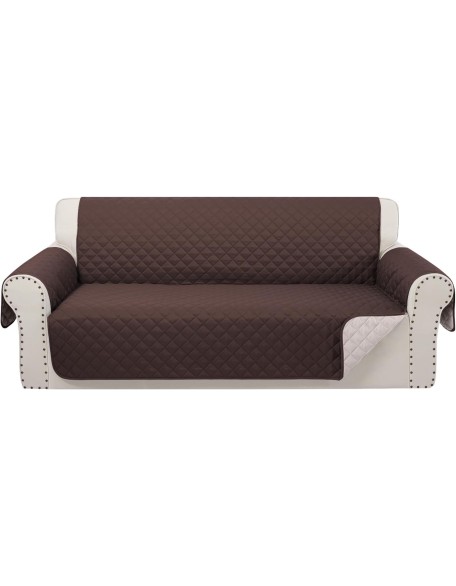 Reversible 4 Seater Sofa Cover 91 Inch Large Couch Cover Furniture Protector(Sofa XX-Large,Chocolate/Beige)