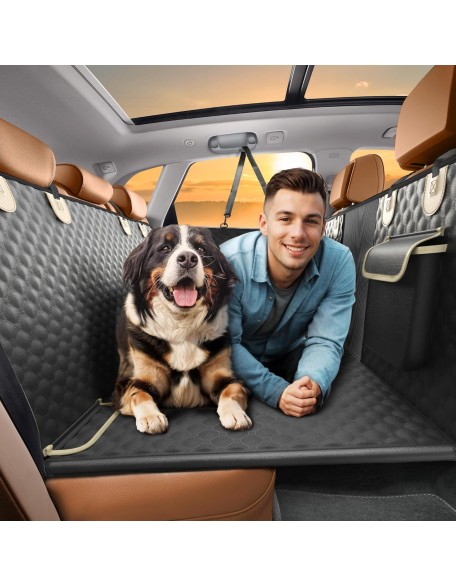 Back Seat Extender for Dogs, Heavy Duty Dog Car Seat Cover for Back Seat and Aggressive Chewer, Large Hard Bottom Car Seat Cover for Dogs, Dog Hammock for Car, Travel Dog Car Bed for Car, SUV, Truck