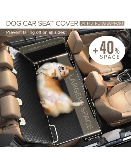 Back Seat Extender for Dogs, Heavy Duty Dog Car Seat Cover for Back Seat and Aggressive Chewer, Large Hard Bottom Car Seat Cover for Dogs, Dog Hammock for Car, Travel Dog Car Bed for Car, SUV, Truck