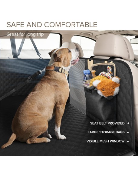 Back Seat Extender for Dogs, Heavy Duty Dog Car Seat Cover for Back Seat and Aggressive Chewer, Large Hard Bottom Car Seat Cover for Dogs, Dog Hammock for Car, Travel Dog Car Bed for Car, SUV, Truck