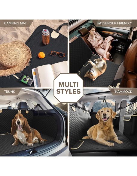 Back Seat Extender for Dogs, Heavy Duty Dog Car Seat Cover for Back Seat and Aggressive Chewer, Large Hard Bottom Car Seat Cover for Dogs, Dog Hammock for Car, Travel Dog Car Bed for Car, SUV, Truck