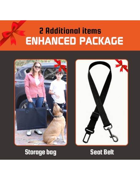 Large Backseat Cover for Dogs. Car Seat Extender with Hard Reinforced Bottom & Mesh. Heavy Duty Hammock. Large Side Flaps- Full Car/SUV Protection- Doors, Backseat & Floor. Waterproof, Washable.