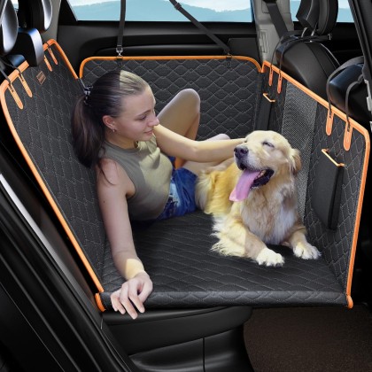 Back Seat Extender for Dogs, Hard Bottom Dog Car Seat Cover for Back Seat Protector, Waterproof Dog Backseat Cover for Car, Foldable Dog Hammock for Car Travel Accessories Camping Mattress Bed