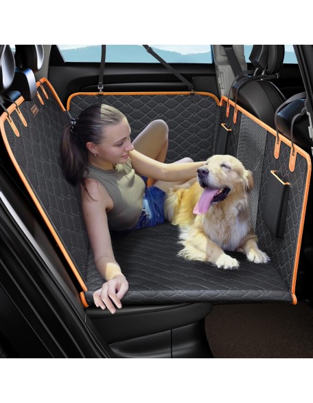 Back Seat Extender for Dogs, Hard Bottom Dog Car Seat Cover for Back Seat Protector, Waterproof Dog Backseat Cover for Car, Foldable Dog Hammock for Car Travel Accessories Camping Mattress Bed