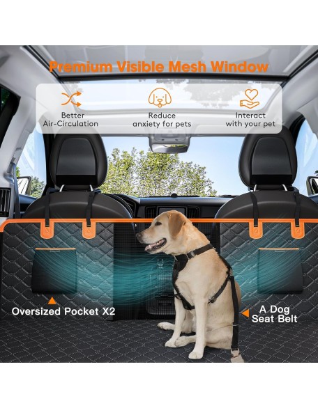 Back Seat Extender for Dogs, Hard Bottom Dog Car Seat Cover for Back Seat Protector, Waterproof Dog Backseat Cover for Car, Foldable Dog Hammock for Car Travel Accessories Camping Mattress Bed