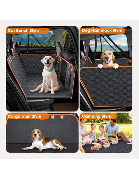 Back Seat Extender for Dogs, Hard Bottom Dog Car Seat Cover for Back Seat Protector, Waterproof Dog Backseat Cover for Car, Foldable Dog Hammock for Car Travel Accessories Camping Mattress Bed