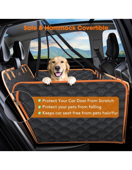 Back Seat Extender for Dogs, Hard Bottom Dog Car Seat Cover for Back Seat Protector, Waterproof Dog Backseat Cover for Car, Foldable Dog Hammock for Car Travel Accessories Camping Mattress Bed