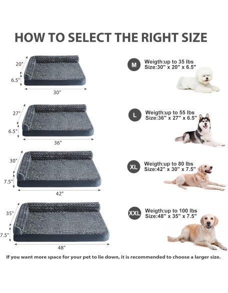 Orthopedic Dog Beds for Large Dogs-Waterproof Sofa Dog Bed with Removable Washable Cover, Large Dog Bed with Waterproof Lining and Nonskid Bottom,Pet Bed for Large Dogs