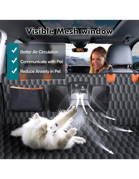 Back Seat Extender for Dogs-Supports 400lb,Waterproof Dog Car Seat Cover Hard Bottom-Detachable,600D Heavy Duty Scratch Proof Nonslip Soft,Dog Hammock for Car,SUVs