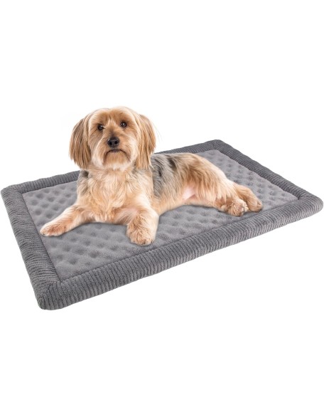 Dog Crate Pad 24x17 inch Gray Memory Foam Dog Bed Mat for Small Dog Cat Grey Washable Puppy Sleeping Bed Anti Slip