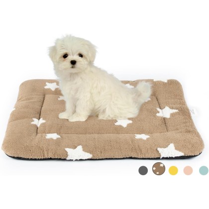 Pets Dog Crate Pad Dog Bed Mat for Small Medium Dogs Washable Pet Kennel Pad for 24 inch Cage Ultra Soft Flat Puppy Mattress Cat Kitten Cute Cushion for Cozy Sleeping Anti-Slip Brown 24 x 18