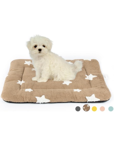 Pets Dog Crate Pad Dog Bed Mat for Small Medium Dogs Washable Pet Kennel Pad for 24 inch Cage Ultra Soft Flat Puppy Mattress Cat Kitten Cute Cushion for Cozy Sleeping Anti-Slip Brown 24 x 18