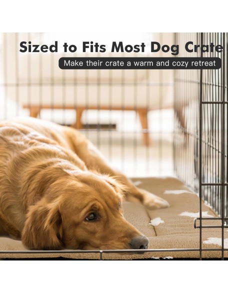 Pets Dog Crate Pad Dog Bed Mat for Small Medium Dogs Washable Pet Kennel Pad for 24 inch Cage Ultra Soft Flat Puppy Mattress Cat Kitten Cute Cushion for Cozy Sleeping Anti-Slip Brown 24 x 18