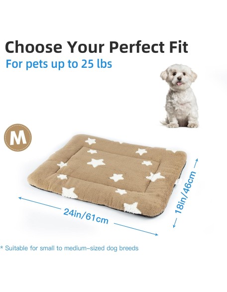 Pets Dog Crate Pad Dog Bed Mat for Small Medium Dogs Washable Pet Kennel Pad for 24 inch Cage Ultra Soft Flat Puppy Mattress Cat Kitten Cute Cushion for Cozy Sleeping Anti-Slip Brown 24 x 18