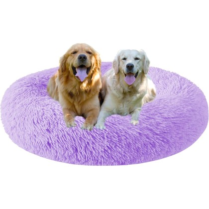 Donut Cuddler Pet Bed Dog Sofa Bed, Calming Dog Bed Washable Self-Warming Cat Bed Donut, Round Plush Dog Bed with Non-Slip Bottom for Large Medium Small Dogs(140cm)