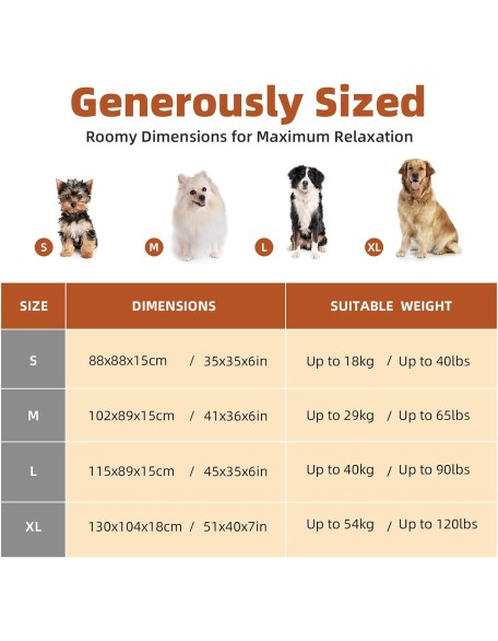 Pets Dog Couch Bed for Furniture Protector Waterproof Dog Mat with Removable Washable Cover and Anti-Slip Bottom Bolster Plush Pet Sleeping Mattress for Large Medium Small Dogs