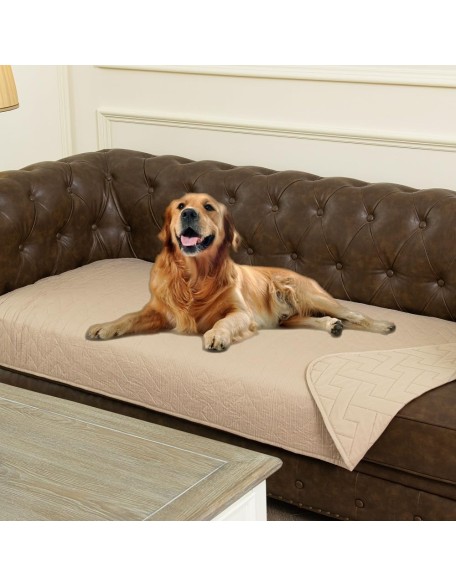 100% Waterproof Dog Bed Blankets double Sided Dog Couch Cover Knurling Pattern pet bed cover Reversible Furniture Couch Sofa Car for Puppy Kids (82x120 Inch(Pack of 1), Beige/beige)