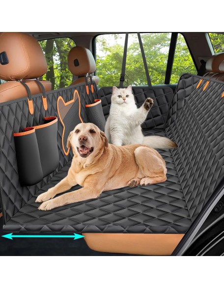 Back Seat Extender for Dogs in Car, Dog Car Backseat Covers with Hard Bottom, Foldable 3 Boards Waterproof Dog Bed Hammock, Pet Protector with Mesh Window for Car, SUV, Small Truck