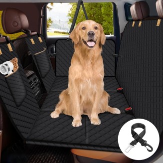 Dog Car Seat Cover for Back Seat,Hard Bottom Dog Hammock for Car,Camping Air Mattress, Hammock Travel Bed for Car SUV Truck (Black)