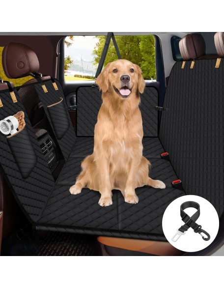 Dog Car Seat Cover for Back Seat,Hard Bottom Dog Hammock for Car,Camping Air Mattress, Hammock Travel Bed for Car SUV Truck (Black)