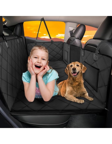 Back Seat Extender for Dogs-Large Space, Dog Car Seat Cover Hard Bottom Holds 400lbs, Sturdy Backseat Extender for Dogs, Waterproof Dog Hammock for Car Dog Car Bed for Car, SUV, Truck