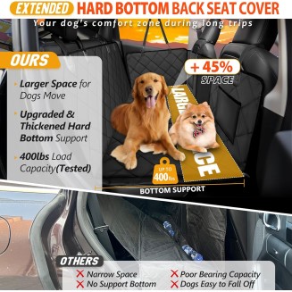 Back Seat Extender for Dogs-Large Space, Dog Car Seat Cover Hard Bottom Holds 400lbs, Sturdy Backseat Extender for Dogs, Waterproof Dog Hammock for Car Dog Car Bed for Car, SUV, Truck