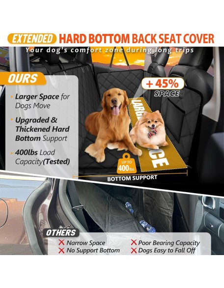 Back Seat Extender for Dogs-Large Space, Dog Car Seat Cover Hard Bottom Holds 400lbs, Sturdy Backseat Extender for Dogs, Waterproof Dog Hammock for Car Dog Car Bed for Car, SUV, Truck