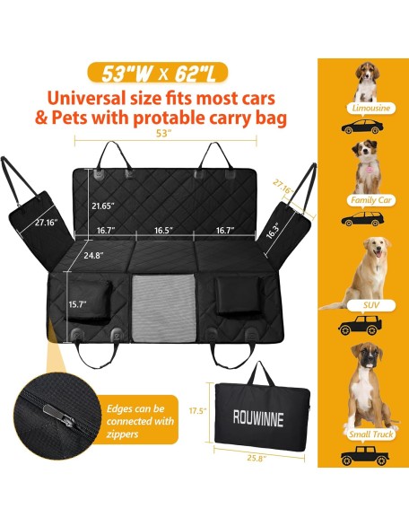 Back Seat Extender for Dogs-Large Space, Dog Car Seat Cover Hard Bottom Holds 400lbs, Sturdy Backseat Extender for Dogs, Waterproof Dog Hammock for Car Dog Car Bed for Car, SUV, Truck