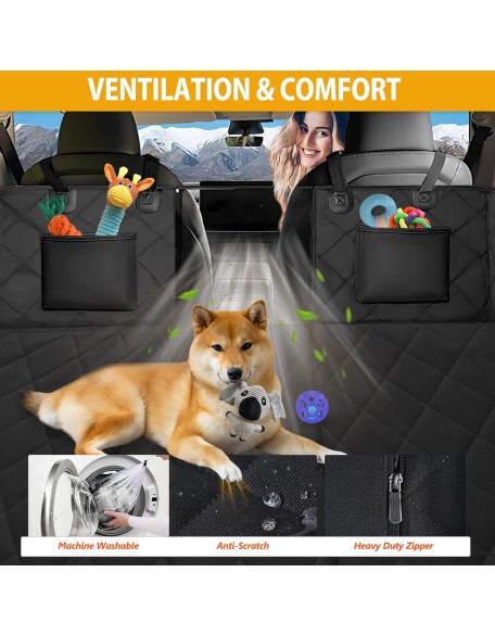 Back Seat Extender for Dogs-Large Space, Dog Car Seat Cover Hard Bottom Holds 400lbs, Sturdy Backseat Extender for Dogs, Waterproof Dog Hammock for Car Dog Car Bed for Car, SUV, Truck