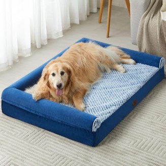 Dog Beds for Large Dogs, Orthopedic Sofa Dog Bed Mat Pillow with Removable Waterproof Cover, Egg-Foam Dog Crate Bed for Medium Large Dogs