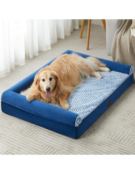 Dog Beds for Large Dogs, Orthopedic Sofa Dog Bed Mat Pillow with Removable Waterproof Cover, Egg-Foam Dog Crate Bed for Medium Large Dogs