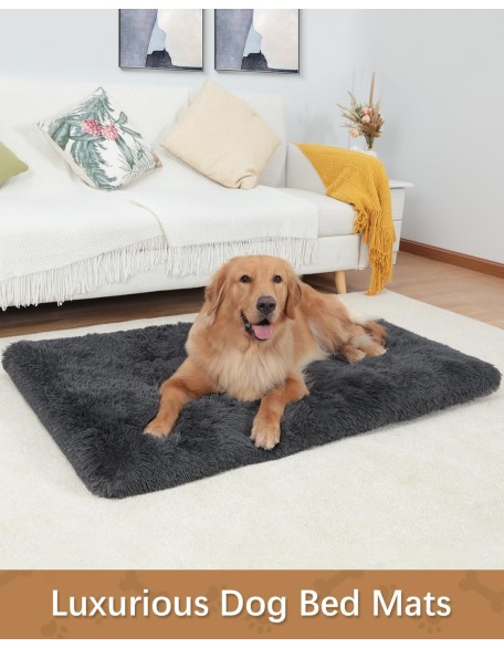 Dog Crate Pad Ultra Soft Dog Bed Mat Washable Pet Kennel Bed with Non-Slip Bottom Fluffy Plush Sleeping Mat for Large Medium Small Dogs, 47 x 29 Inch