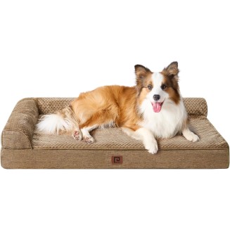 Memory Foam Orthopedic Dog Beds Large Sized Dog, Washable Dog Bed with Waterproof Lining Removable Cover, Big Dog Bed Sofa with Nonskid Bottom Pet Couch Bed, 41x27 Inches, Camel