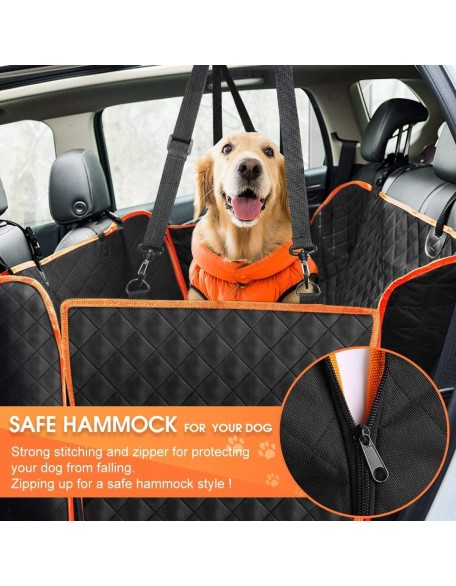 Dog Car Seat Cover - Waterproof Pet Hammock with 4 Bags Side Flap, Scratchproof and Nonslip Backseat Protection for Car, Truck and SUV