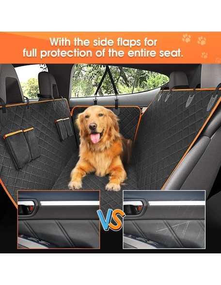 Dog Car Seat Cover - Waterproof Pet Hammock with 4 Bags Side Flap, Scratchproof and Nonslip Backseat Protection for Car, Truck and SUV