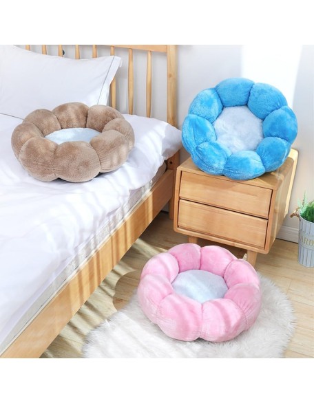 Dog Bed Round Cat Nest Cute Puppy Sofa Bed Super Soft Kitten Sleeping Cushion Washable Pet Couch Mat for Medium Small Dogs Anti-Slip Cat Cave