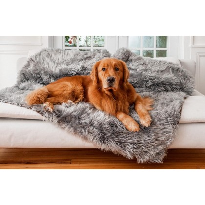 PupProtector Waterproof Throw Blanket for Dogs and Cats, Pet Blanket Cover for Couches, Sofas, Beds, Car Seats, Furniture, Calming Soft Faux Fur, Charcoal Grey, Original (60" L x 50" W)