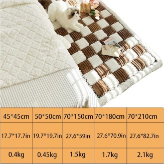 Fun Fuzzy Couch Covers Pet Washable, Cream-Coloured Large Plaid Square Pet Mat Bed Couch Cover, Super Soft Dog Bed Cover Pet Blanket for Sofa Carpeting (Black, 60 * 60cm/23.6 * 23.6inch)