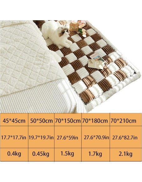 Fun Fuzzy Couch Covers Pet Washable, Cream-Coloured Large Plaid Square Pet Mat Bed Couch Cover, Super Soft Dog Bed Cover Pet Blanket for Sofa Carpeting (Black, 60 * 60cm/23.6 * 23.6inch)