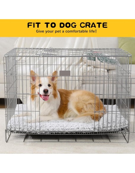 Washable Dog Bed Crate Pad for Medium Large Size Dog Soft Fluffy Kennel Pad Crate Mat for Dog Cage Anti-Slip Comfy Pet Bed,35" x 22",Gray