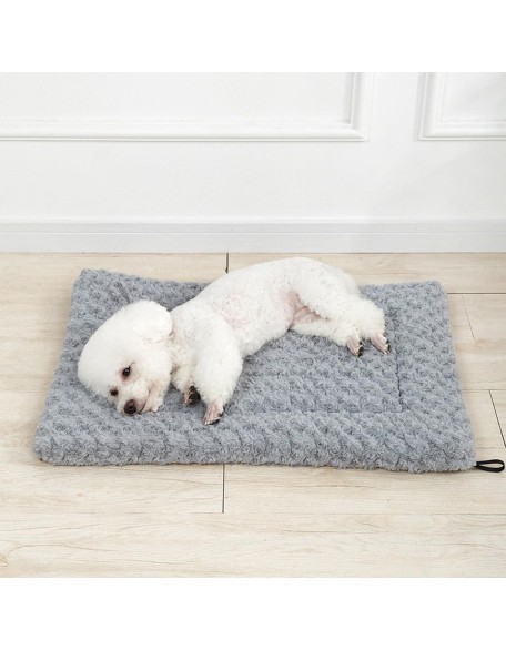 Dog Beds for Small Dogs Soft Fluffy Washable Plush Dog Pad Warm Small Pet Cushion Pet Sleeping Mat for Indoor (23x15inch, Grey)