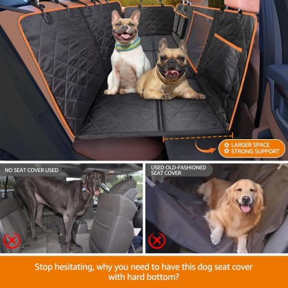 Dog Back Seat Extender Hard Bottom Dog Seat Cover Durable Stable Comfortable Dog Car Hammock Bed for Car Road Trip Car Seat Cover for Large Dogs Up to 400LB Protect Dogs Not Fall into Floor